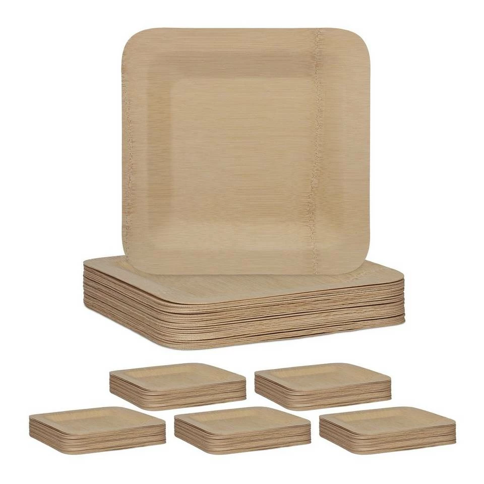 relaxdays Einwegteller »150 x Bambus Teller eckig 25,5 cm« 1 relaxdays Einwegteller »150 x Bambus Teller eckig 25,5 cm«