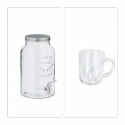 relaxdays Getränkespender Getränkespender Set mit Gläsern -Neuetischkultur Verkäufe 2022 4207e6b2 f515 5412 ac19 98b566091237