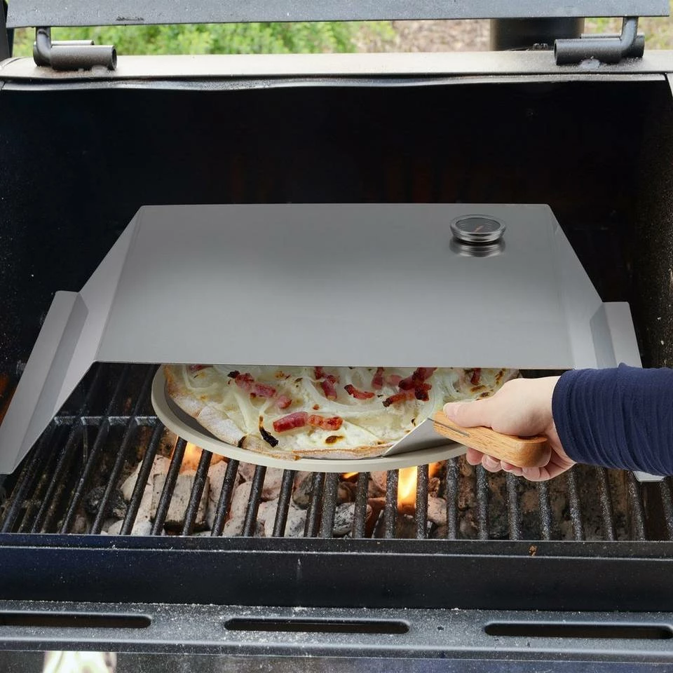 relaxdays Pizzaofen-Grillaufsatz »BBQ Pizzaaufsatz, Pizzastein & Schieber«, Edelstahl 2 relaxdays Pizzaofen-Grillaufsatz »BBQ Pizzaaufsatz, Pizzastein & Schieber«, Edelstahl – Bild 2