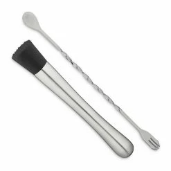 relaxdays Cocktail Shaker »Barlöffel mit Stößel«, Edelstahl