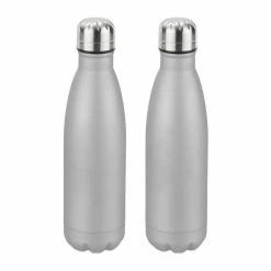 relaxdays Isolierflasche »2 x Trinkflasche Edelstahl silber«