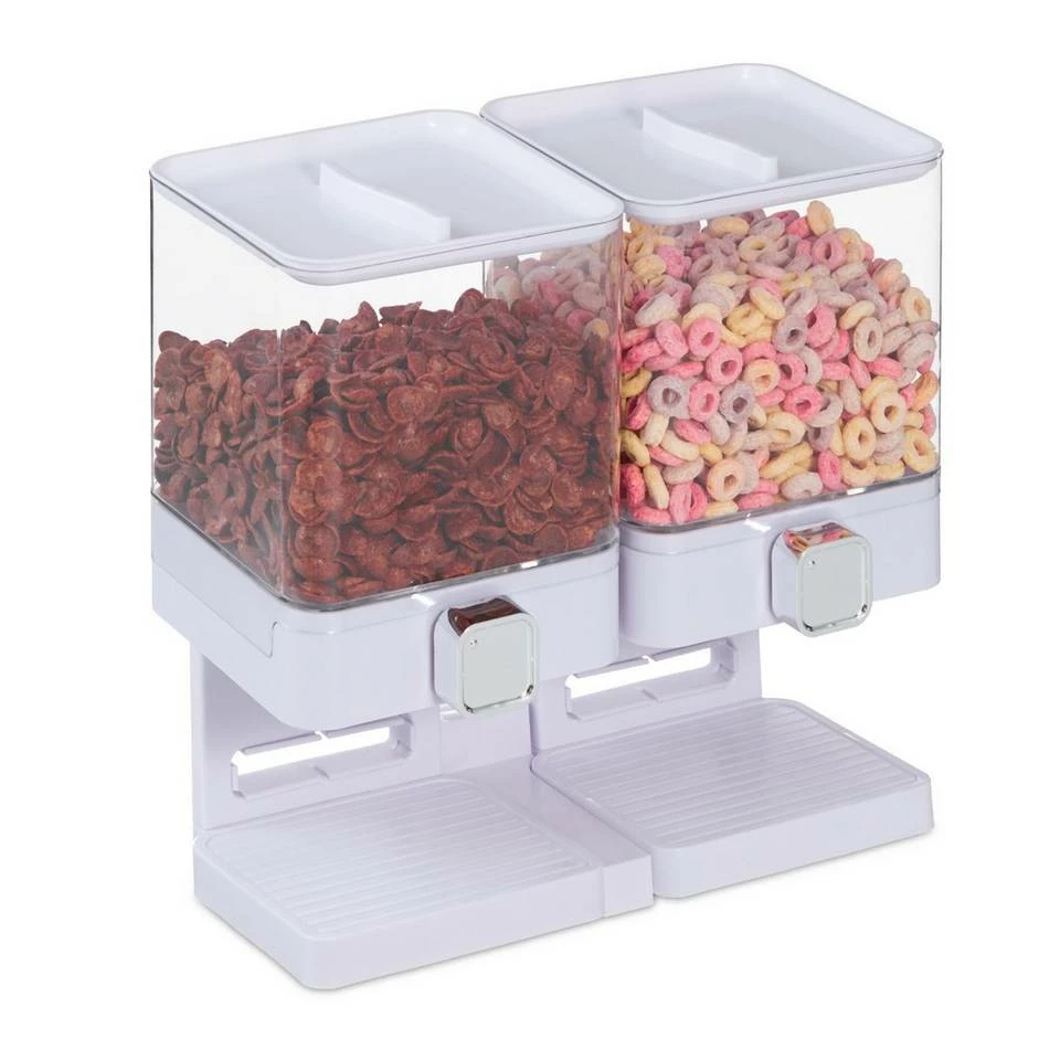 relaxdays Müslispender »Doppelter Müslispender«, Kunststoff, Weiß Schwarz Transparent Silber, Weiß Transparent Silber 1 relaxdays Müslispender »Doppelter Müslispender«, Kunststoff, Weiß Schwarz Transparent Silber, Weiß Transparent Silber