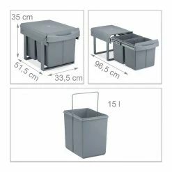 relaxdays Einbaumülleimer »Einbaumülleimer 2x15 l grau« -Neuetischkultur Verkäufe 2022 46ba8d08 6c6b 5d21 be29 e3c723293684