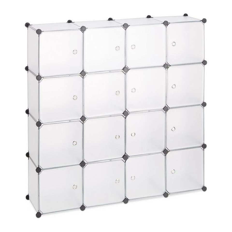 relaxdays Steckregal »Steckregal Kunststoff mit 16 Fächern«, Transparent Schwarz Transparent, Transparent Schwarz, Weiß 9 relaxdays Steckregal »Steckregal Kunststoff mit 16 Fächern«, Transparent Schwarz Transparent, Transparent Schwarz, Weiß – Bild 9