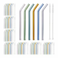 relaxdays Trinkhalme »48 x Strohhalme Glas bunt 23 cm«