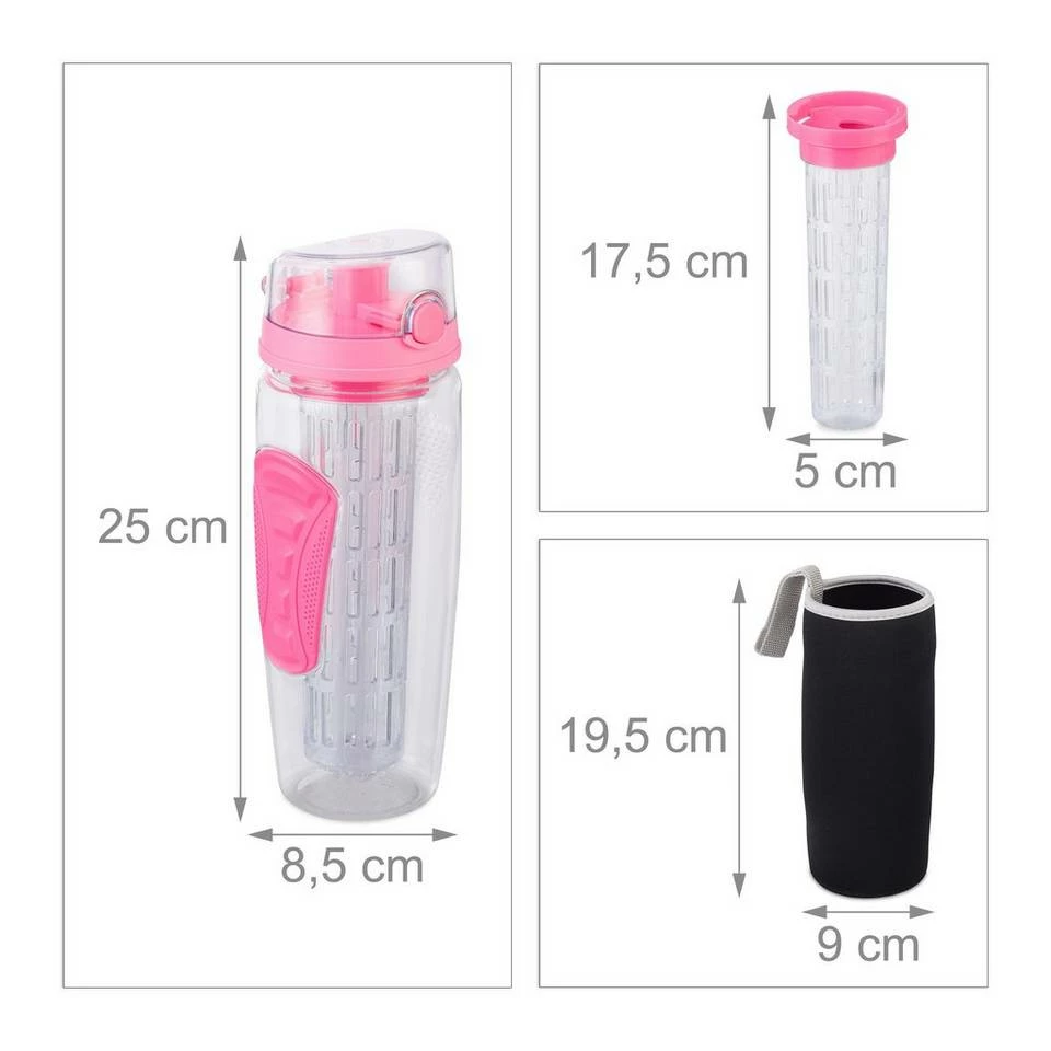 relaxdays Trinkflasche »4x Trinkflasche mit Obsteinsatz pink« 4 relaxdays Trinkflasche »4x Trinkflasche mit Obsteinsatz pink« – Bild 4