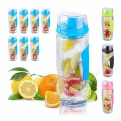 relaxdays Trinkflasche »8x Trinkflasche mit Obsteinsatz blau«