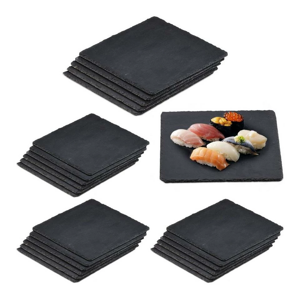 relaxdays Servierplatte »24 x Schieferplatte quadratisch«, Schiefer 1 relaxdays Servierplatte »24 x Schieferplatte quadratisch«, Schiefer