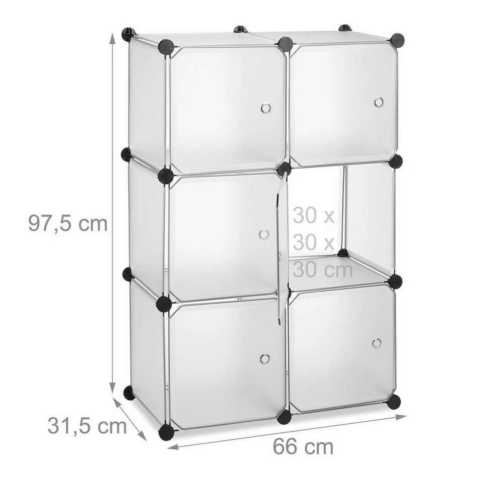 relaxdays Steckregal »Regalsystem mit 6 Türen«, Transparent Weiß Transparent Silber, Schwarz Transparent Weiß, Transparent Silber Schwarz 4 relaxdays Steckregal »Regalsystem mit 6 Türen«, Transparent Weiß Transparent Silber, Schwarz Transparent Weiß, Transparent Silber Schwarz – Bild 4