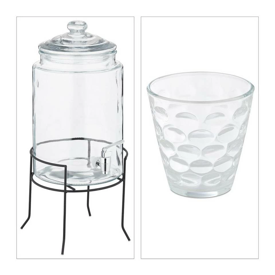 relaxdays Getränkespender Getränkespender Set mit 4 Trinkgläsern 9 relaxdays Getränkespender Getränkespender Set mit 4 Trinkgläsern – Bild 9