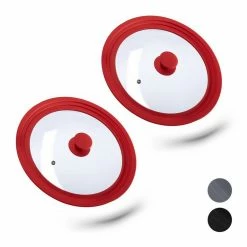 relaxdays Topfdeckel »2 x Topfdeckel 26-30 cm mit Silikon rot«