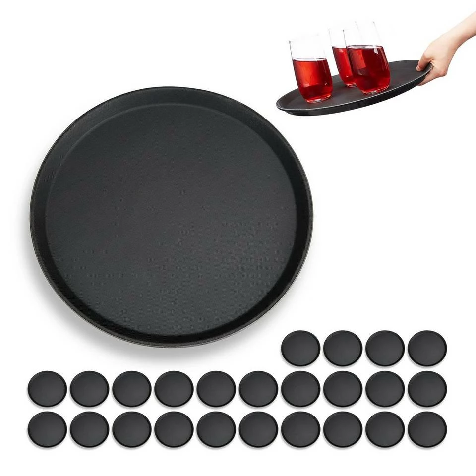 relaxdays Servierbrett »25 x Gastro Tablett rund«, Kunststoff 1 relaxdays Servierbrett »25 x Gastro Tablett rund«, Kunststoff