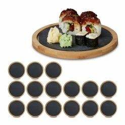 relaxdays Schneidebrett »16 x Schneidebrett rund«, Bambus