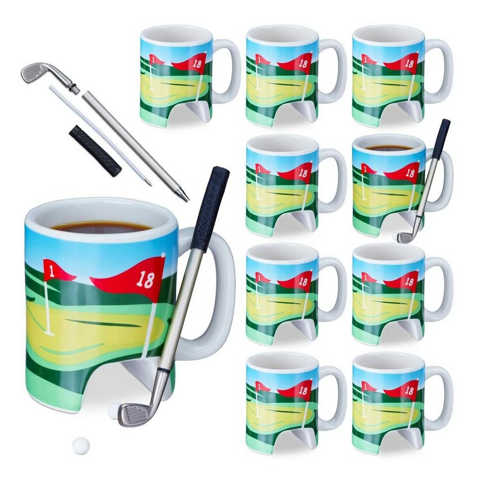 relaxdays Tasse »10 x Golftasse mit Schläger«, Keramik 1 relaxdays Tasse »10 x Golftasse mit Schläger«, Keramik