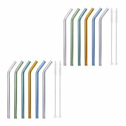 relaxdays Trinkhalme »12 x Strohhalme Glas bunt 23 cm«