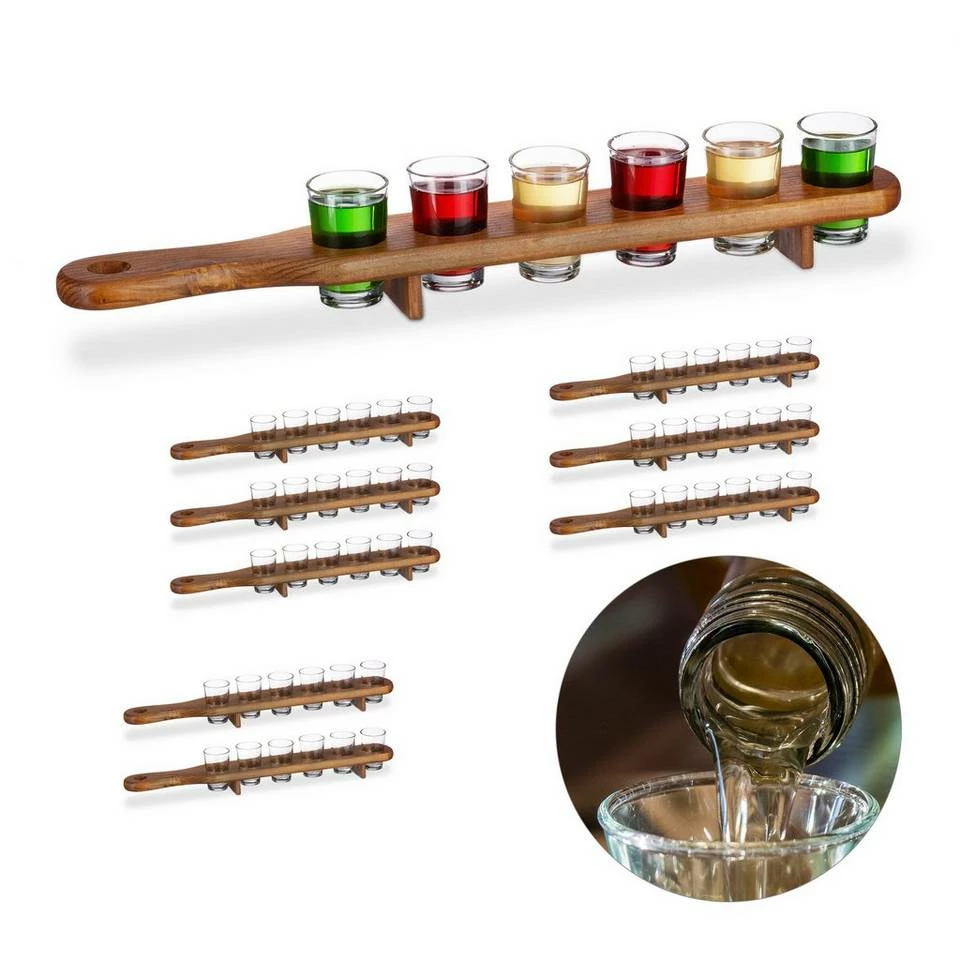 relaxdays Gläser-Set »9 x Schnapsbrett Holz mit je 6 Gläsern«, Holz 1 relaxdays Gläser-Set »9 x Schnapsbrett Holz mit je 6 Gläsern«, Holz