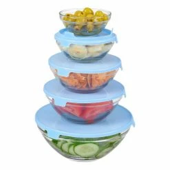 relaxdays Vorratsdose »Runde Glasschüsseln mit Deckel 5er Set«, Glas