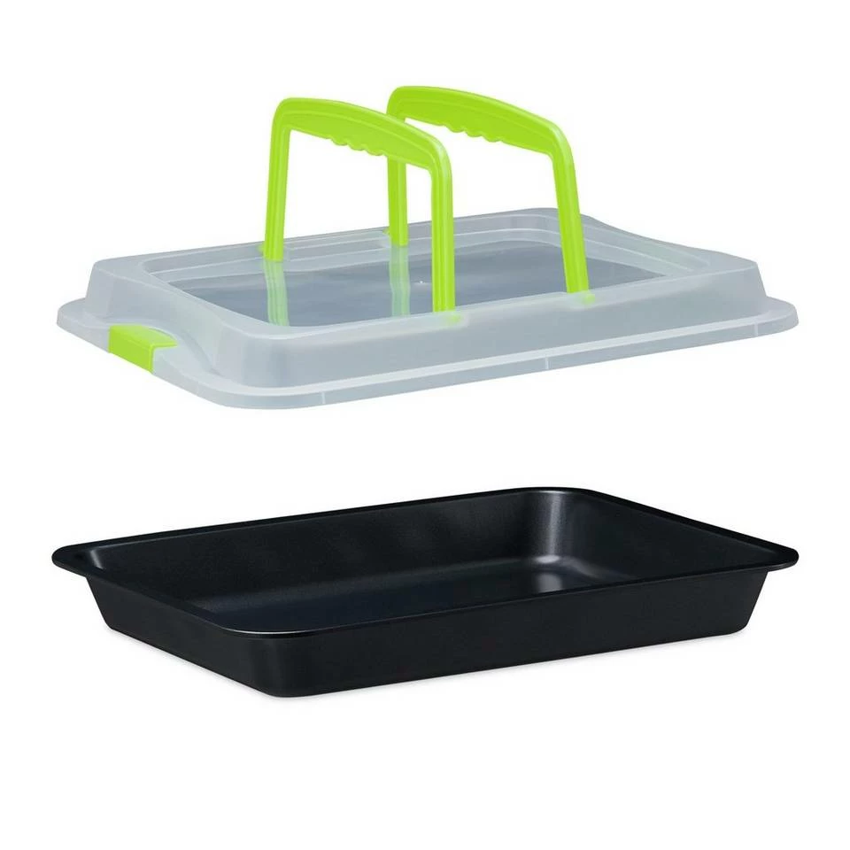 relaxdays Ofenschale »Backblech mit Deckel 3in1«, Stahl, Grün Schwarz Transparent Grün, Schwarz Transparent 10 relaxdays Ofenschale »Backblech mit Deckel 3in1«, Stahl, Grün Schwarz Transparent Grün, Schwarz Transparent – Bild 10