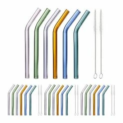 relaxdays Trinkhalme »24 x Strohhalme Glas bunt 15 cm«