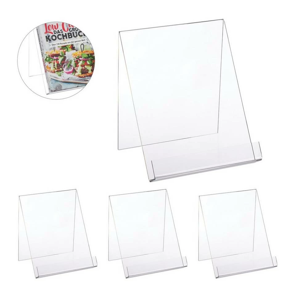 relaxdays Kochbuchhalter »4 x Buchaufsteller für DIN A4 Bücher« 1 relaxdays Kochbuchhalter »4 x Buchaufsteller für DIN A4 Bücher«