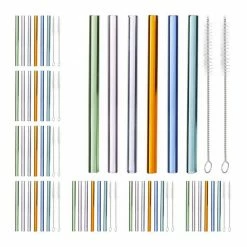 relaxdays Trinkhalme »48 x Strohhalme Glas bunt 15 cm«