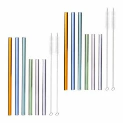 relaxdays Trinkhalme »12 x Strohhalme Glas bunt 15 & 23 cm«