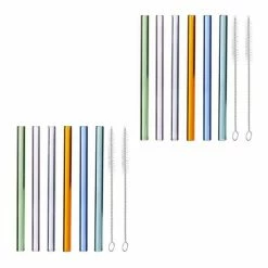 relaxdays Trinkhalme »12 x Strohhalme Glas bunt 15 cm«
