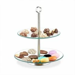 relaxdays Etagere »Etagere 2 Etagen«, Glas