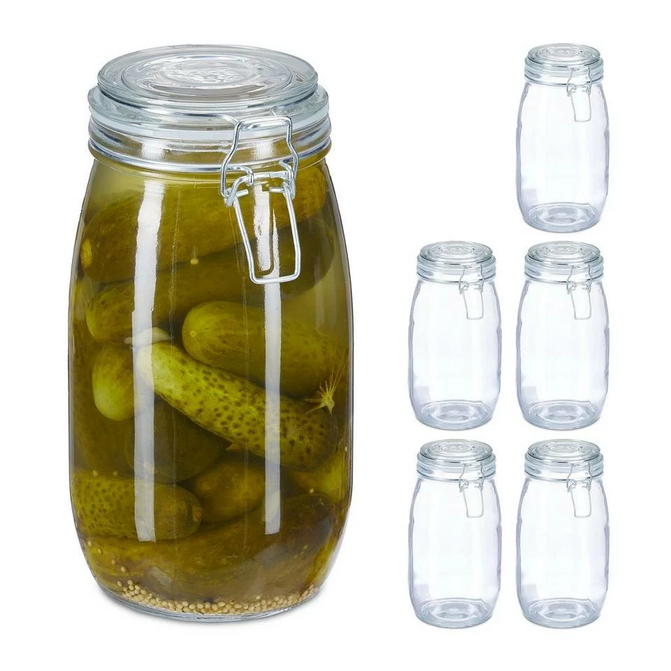 relaxdays Einmachglas »1,5 l Einmachgläser im 6er Set«, Glas 1 relaxdays Einmachglas »1,5 l Einmachgläser im 6er Set«, Glas