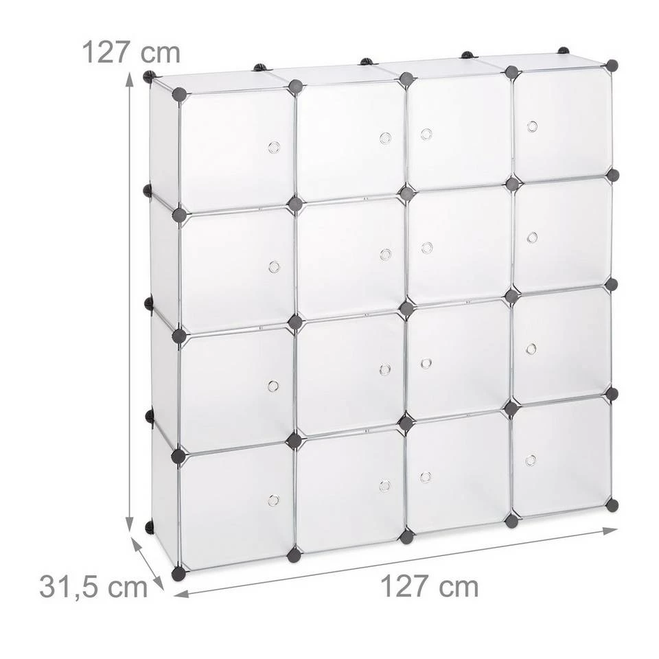 relaxdays Steckregal »Steckregal Kunststoff mit 16 Fächern«, Transparent Schwarz Transparent, Transparent Schwarz, Weiß 4 relaxdays Steckregal »Steckregal Kunststoff mit 16 Fächern«, Transparent Schwarz Transparent, Transparent Schwarz, Weiß – Bild 4