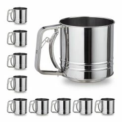 relaxdays Küchensieb »10 x Einhand Mehlsieb Edelstahl«, Edelstahl