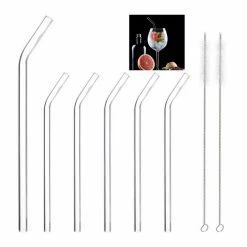 relaxdays Trinkhalme »6 x Strohhalm Glas gebogen 23 cm«