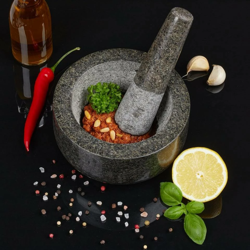 relaxdays Mörser »Granit Mörser mit Stößel 16 cm« 3 relaxdays Mörser »Granit Mörser mit Stößel 16 cm« – Bild 3