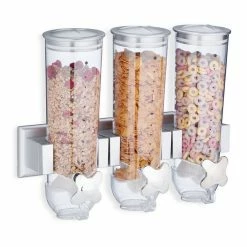 relaxdays Müslispender »3er Müslispender Wandmontage«, Kunststoff, Silber Silber Transparent, Schwarz Transparent Silber, Weiß Transparent Silber