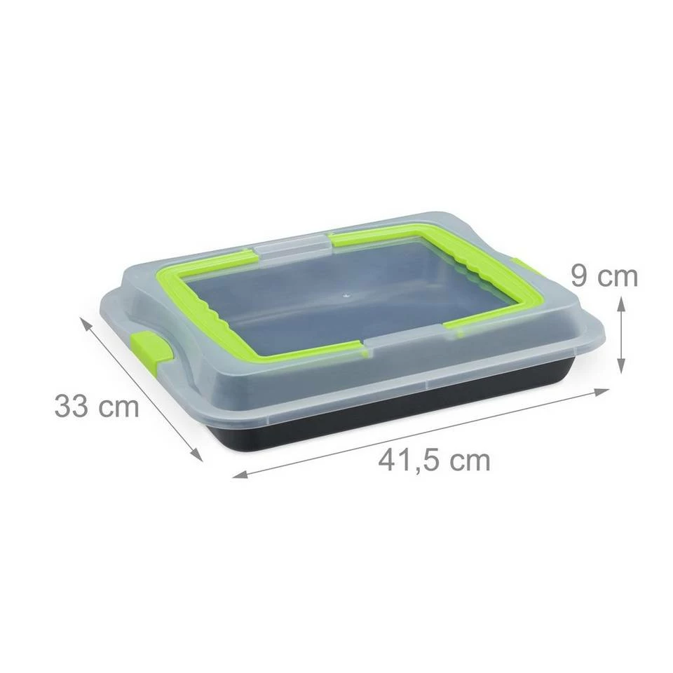 relaxdays Ofenschale »Backblech mit Deckel 3in1«, Stahl, Grün Schwarz Transparent Grün, Schwarz Transparent 4 relaxdays Ofenschale »Backblech mit Deckel 3in1«, Stahl, Grün Schwarz Transparent Grün, Schwarz Transparent – Bild 4