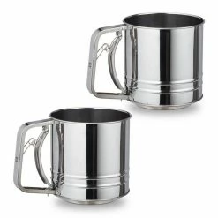 relaxdays Küchensieb »2 x Einhand Mehlsieb Edelstahl«, Edelstahl