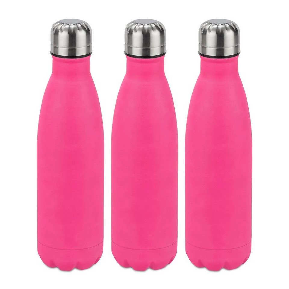 relaxdays Isolierflasche »3 x Trinkflasche Edelstahl pink« 1 relaxdays Isolierflasche »3 x Trinkflasche Edelstahl pink«