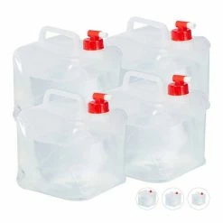 relaxdays Kanister »Faltkanister 4er Set«, 5 Liter Transparent, Transparent Rot