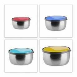 relaxdays Schüssel »Schüssel Set mit Deckel 4-teilig«, Edelstahl, Gelb/Grün/Blau/Rot Silber Gelb Grau, Silber Blau Grau, Silber Rot Grau, Silber Gr&uuml;n Grau -Neuetischkultur Verkäufe 2022 6d63076f 6520 5e16 b959 2992b0abbca9