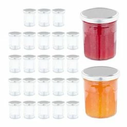 relaxdays Einmachglas »Marmeladengläser 25er Set«, Glas, Silber Transparent Blau Weiß, Transparent Gold, Transparent Rot Weiß, Transparent Silber