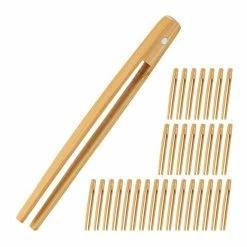 relaxdays Sandwich-Zange 32 x Bambuszange klein