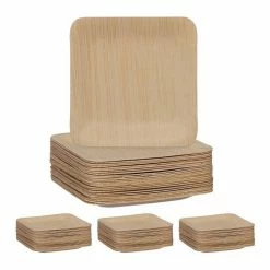 relaxdays Einwegteller »100 x Bambus Teller eckig 8,5 cm«
