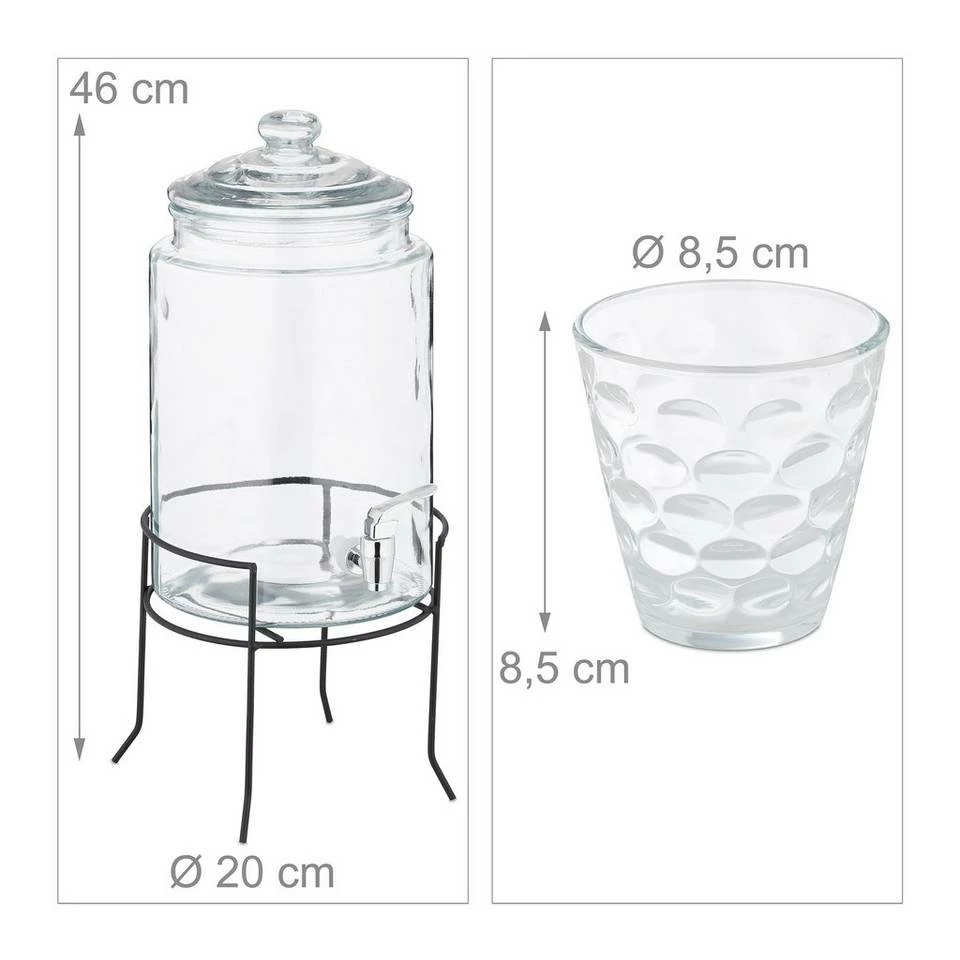 relaxdays Getränkespender Getränkespender Set mit 4 Trinkgläsern 4 relaxdays Getränkespender Getränkespender Set mit 4 Trinkgläsern – Bild 4