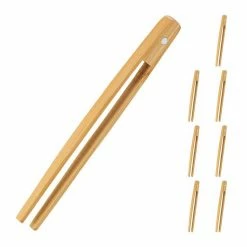 relaxdays Sandwich-Zange Kleine Bambuszange 8er Set