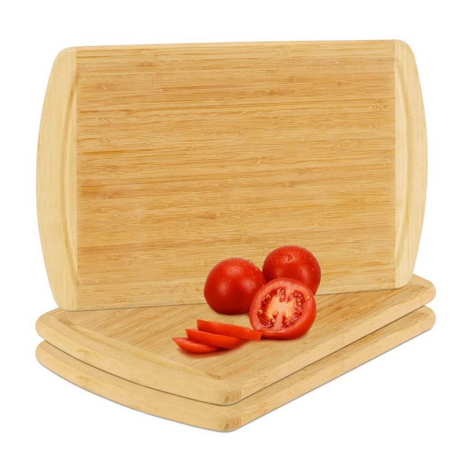 relaxdays Schneidebrett »3 x Schneidebrett Bambus mit Saftrille«, Bambus 1 relaxdays Schneidebrett »3 x Schneidebrett Bambus mit Saftrille«, Bambus