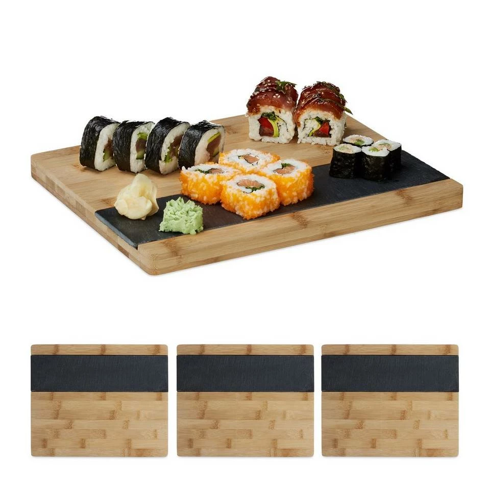 relaxdays Schneidebrett »4 x Schneidebrett aus Bambus«, Bambus 1 relaxdays Schneidebrett »4 x Schneidebrett aus Bambus«, Bambus