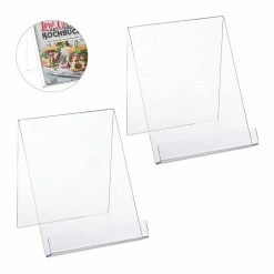 relaxdays Kochbuchhalter »2 x Buchaufsteller für DIN A4 Bücher«