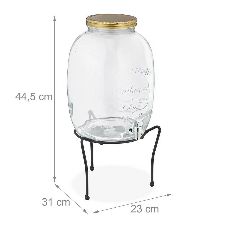 relaxdays Getränkespender Getränkespender Set mit Gläsern 4 relaxdays Getränkespender Getränkespender Set mit Gläsern – Bild 4