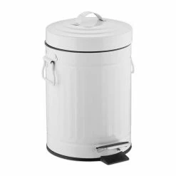 relaxdays Mülleimer »Treteimer "Retro" 3L«, Weiß Schwarz Silber, Weiß Silber Schwarz, Grau Silber Schwarz