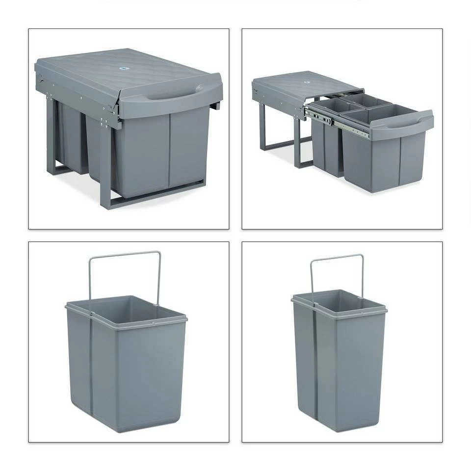 relaxdays Einbaumülleimer »Einbaumülleimer 3-fach grau« 10 relaxdays Einbaumülleimer »Einbaumülleimer 3-fach grau« – Bild 10